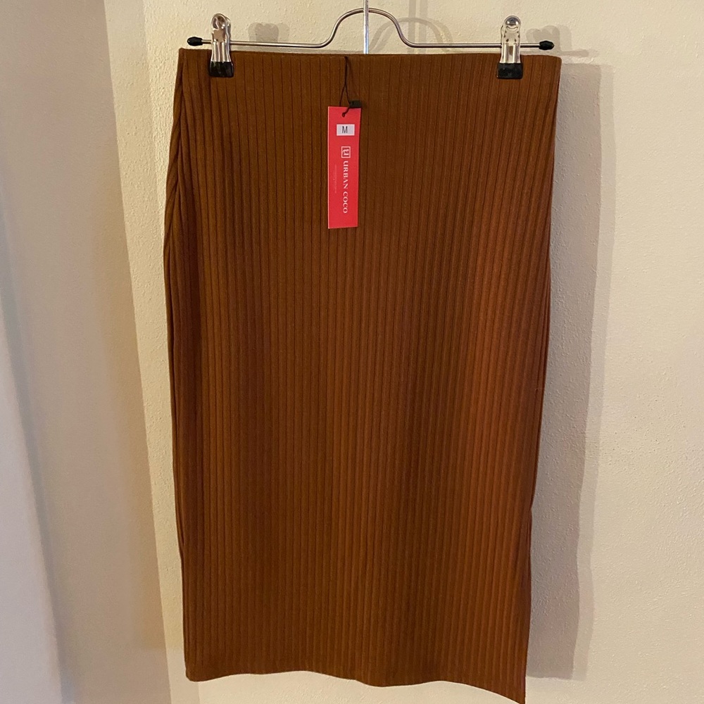 Urban Coco Ribbed Midi Skirt